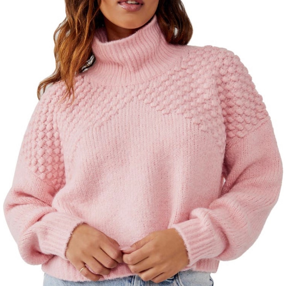 NWT Free People Bradley Turtleneck Sweater in Pink